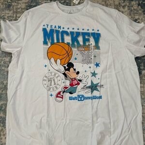 Disney White Tee with Mickey Mouse Basketball Design